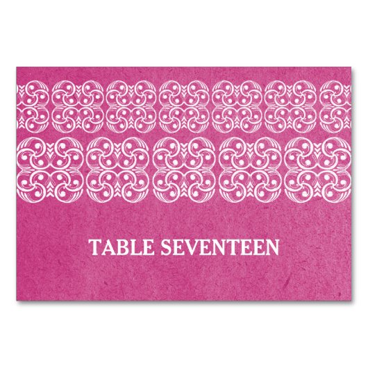 Carte de table rose moderne de Bohême (Devant)