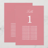 Carte de table rose pâle pour les noms d'invités (Devant / Derrière)