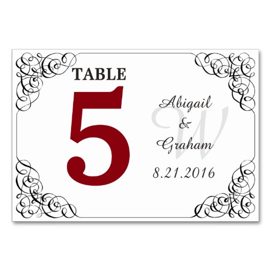 Carte de table rouge et blanche (Dos)