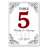 Carte de table rouge et blanche verticale (Dos)