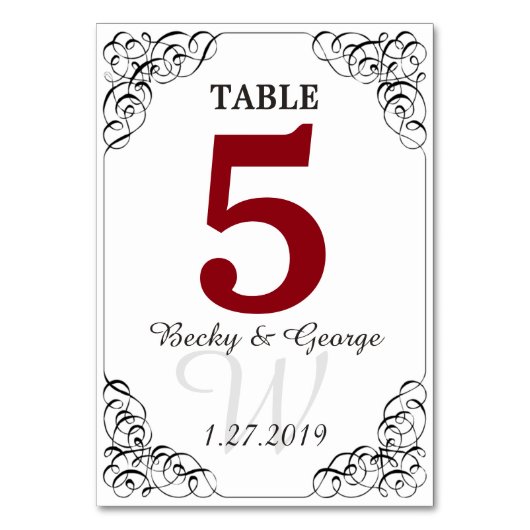 Carte de table rouge et blanche verticale (Dos)