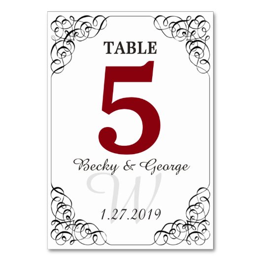 Carte de table rouge et blanche verticale (Par défaut)