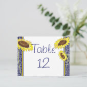 Carte de table Royal Blue and Yellow Sunflowers (Debout devant)