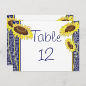 Carte de table Royal Blue and Yellow Sunflowers (Devant / Derrière)