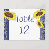 Carte de table Royal Blue and Yellow Sunflowers (Dos)