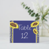 Carte de table Royal Blue and Yellow Sunflowers (Debout devant)