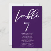 Carte de table royale violet blanc Mariage avec no