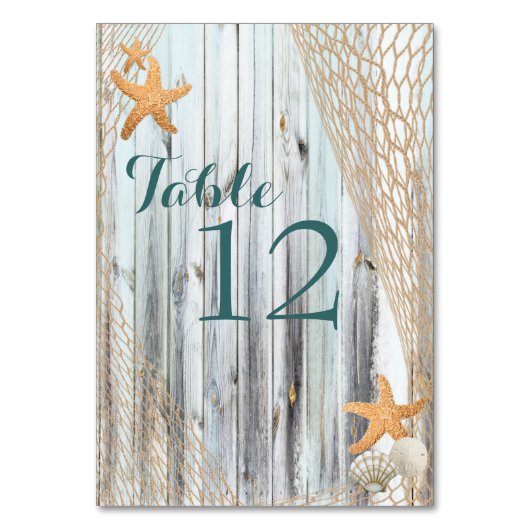 Carte de table Rustic Beach Starfish (Dos)