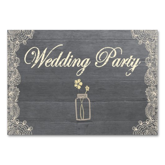 Carte de table Rustic Mason Jar et Lace Wedding Pa (Devant)