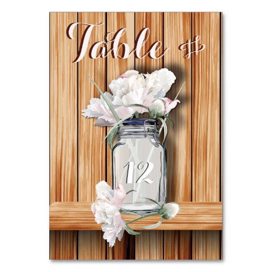 Carte de table Rustic Mason Jar et Pink Peonies (Dos)