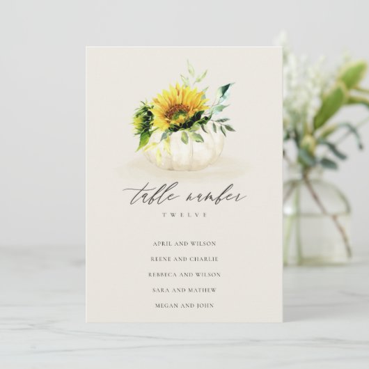 Carte de table Rustic Sunflower Citrouille (Debout devant)