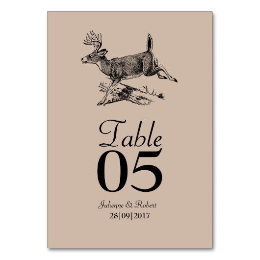 Carte de table Rustique Mariage de forêt de cerfs (Par défaut)