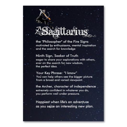 Carte de table Sagittarius (Dos)