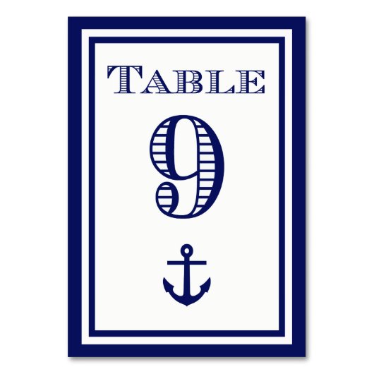 Carte de table simple ancre encadrée bleu marine # (Par défaut)