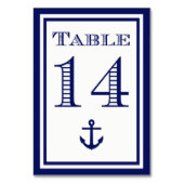 Carte de table simple ancrée encadrée bleu marine  (Dos)