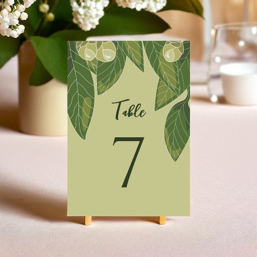 Carte de table simple et élégante avec verdure