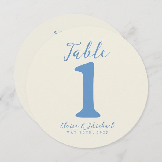 Carte de table simple moderne de mariage côtier (Devant / Derrière)