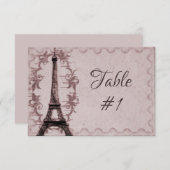 Carte de table Tour Eiffel rose (Devant / Derrière)