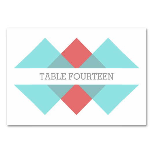 Carte de table tribord géométrique rouge turquoise (Devant)