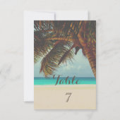 Carte de table tropicale de plage, palmier (Dos)