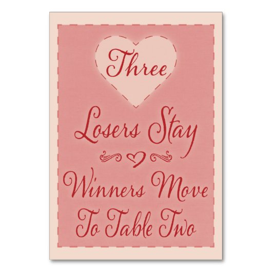 Carte de table Valentine Heart Bunco #3 (Par défaut)