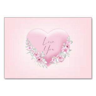 Carte de table Valentines Pink Heart