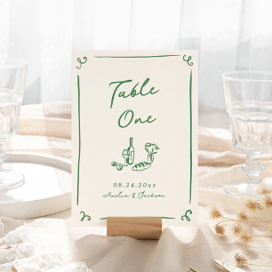 Carte de table verte dessinée à la main de manière
