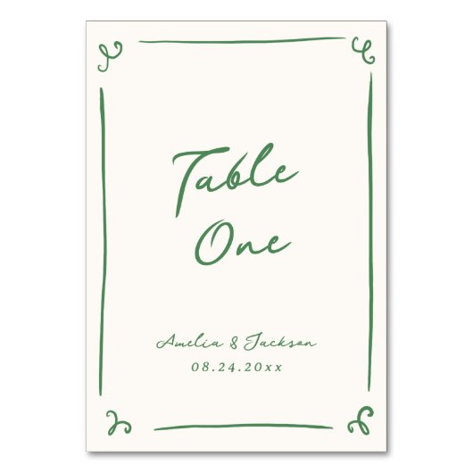 Carte de table verte tirée à la main (Par défaut)