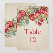 Carte de table vintage Bloom Roses (Devant / Derrière)