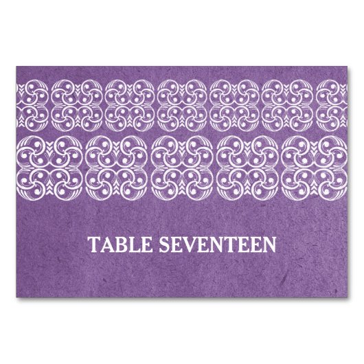 Carte de table violette moderne de Bohême (Devant)