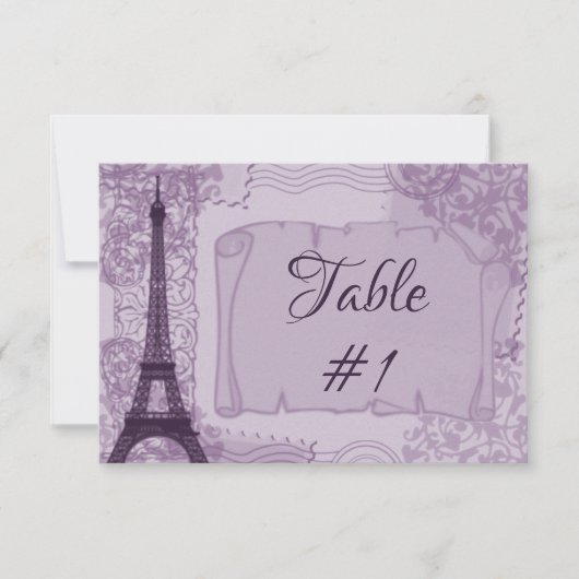 Carte de table violette Parisienne (Devant)