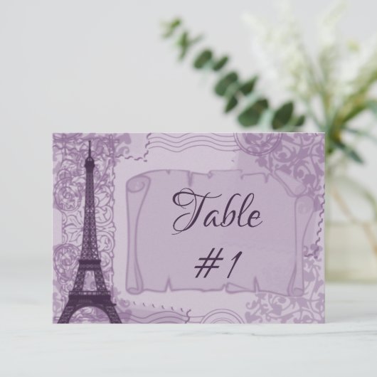 Carte de table violette Parisienne (Debout devant)