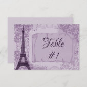 Carte de table violette Parisienne (Devant / Derrière)