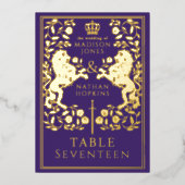 Carte de table violette Royal Medieval Lion Mariag (Recto)