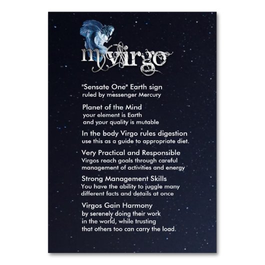 Carte de table Virgo Center (Dos)