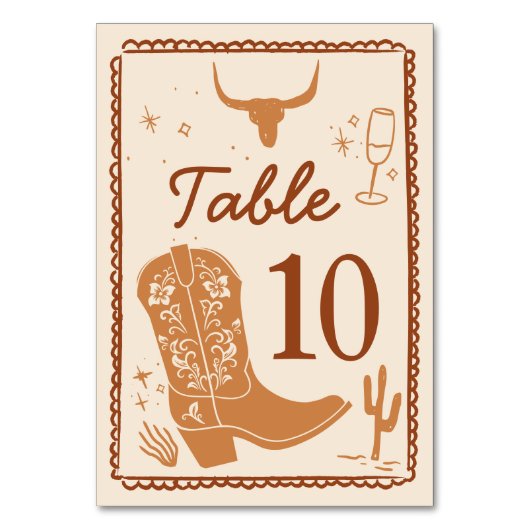Carte de table Western Boots and Bubly Fête des ma (Par défaut)