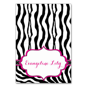 Carte de table Zebra Black et Hot Pink