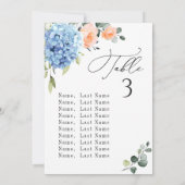 Carte de tableau Blue Hydrangea Numéro de siège Ca (Dos)