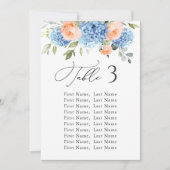 Carte de tableau Blue Hydrangea Numéro de siège Ca (Devant)