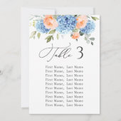 Carte de tableau Blue Hydrangea Numéro de siège Ca (Dos)