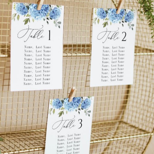 Carte de tableau Blue Hydrangea Numéro de siège Ca