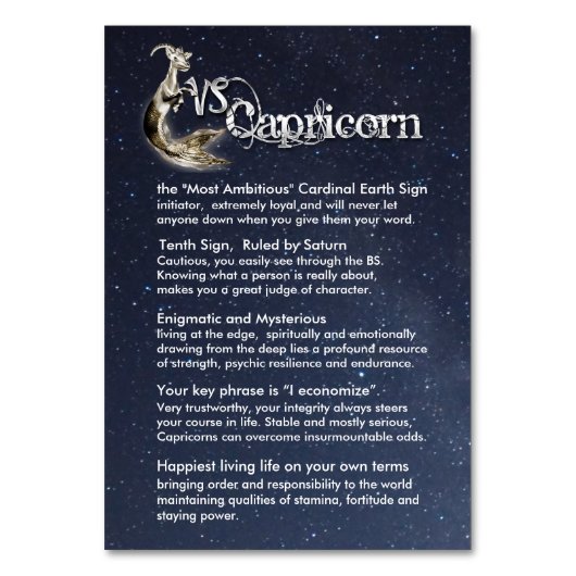 Carte de tableau Capricorne (Dos)