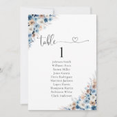 Carte de tableau de bord de table florale Boho ble (Devant)