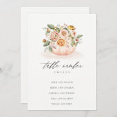 Carte de tableau de Citrouille floral rose pâle (Devant / Derrière)