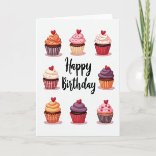 Carte de tableau de gâteaux d'anniversaire doux