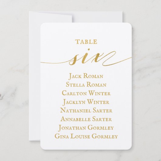 Carte de tableau de mariage à calligraphie dorée (Devant)