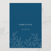 Carte de tableau de Mariage de congé minimum (Dos)