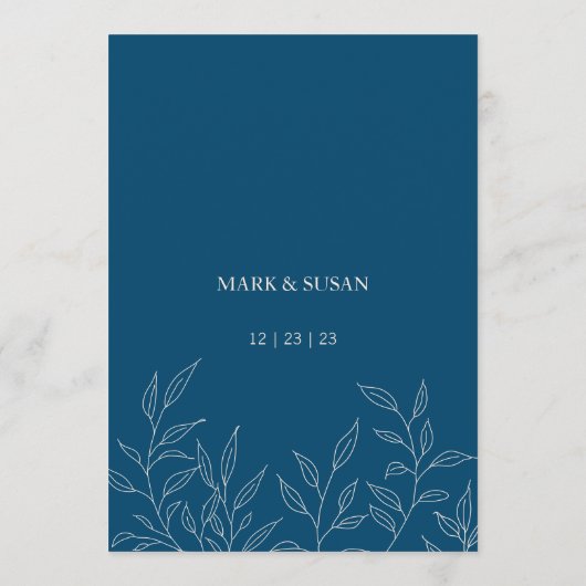 Carte de tableau de Mariage de congé minimum (Dos)