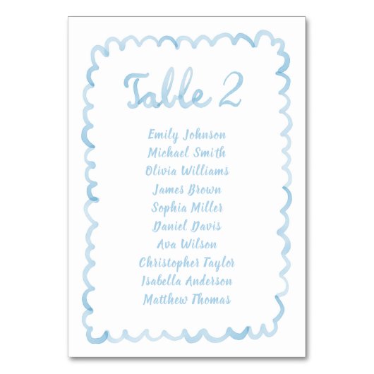 Carte de tableau de siège bleu clair tirée à la ma (Par défaut)