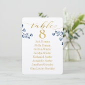 Carte de tableau de sièges à calligraphie dorée et (Debout devant)